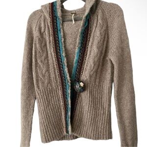 Free People tribal hooded sweater/cardigan SIZE LARGE